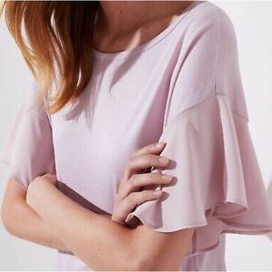 LOFT dusty pink flutter sleeve top
